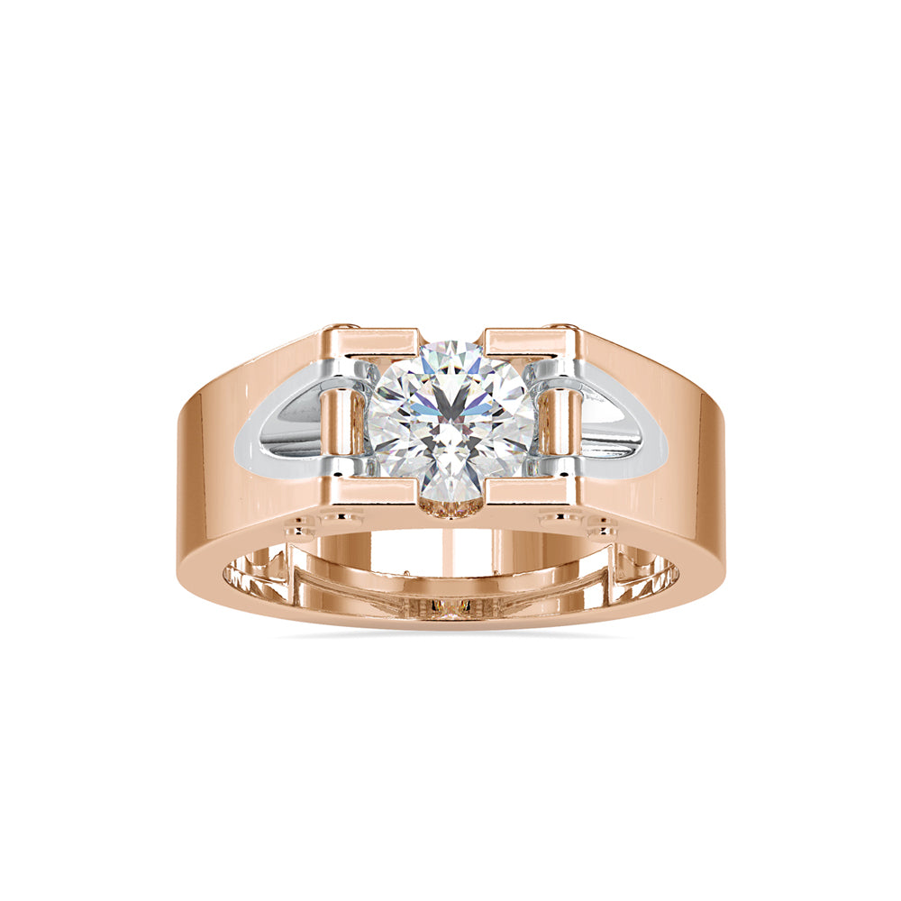SKU: 0195 (14K) Unique Two-Tone Round-Diamond Ring .