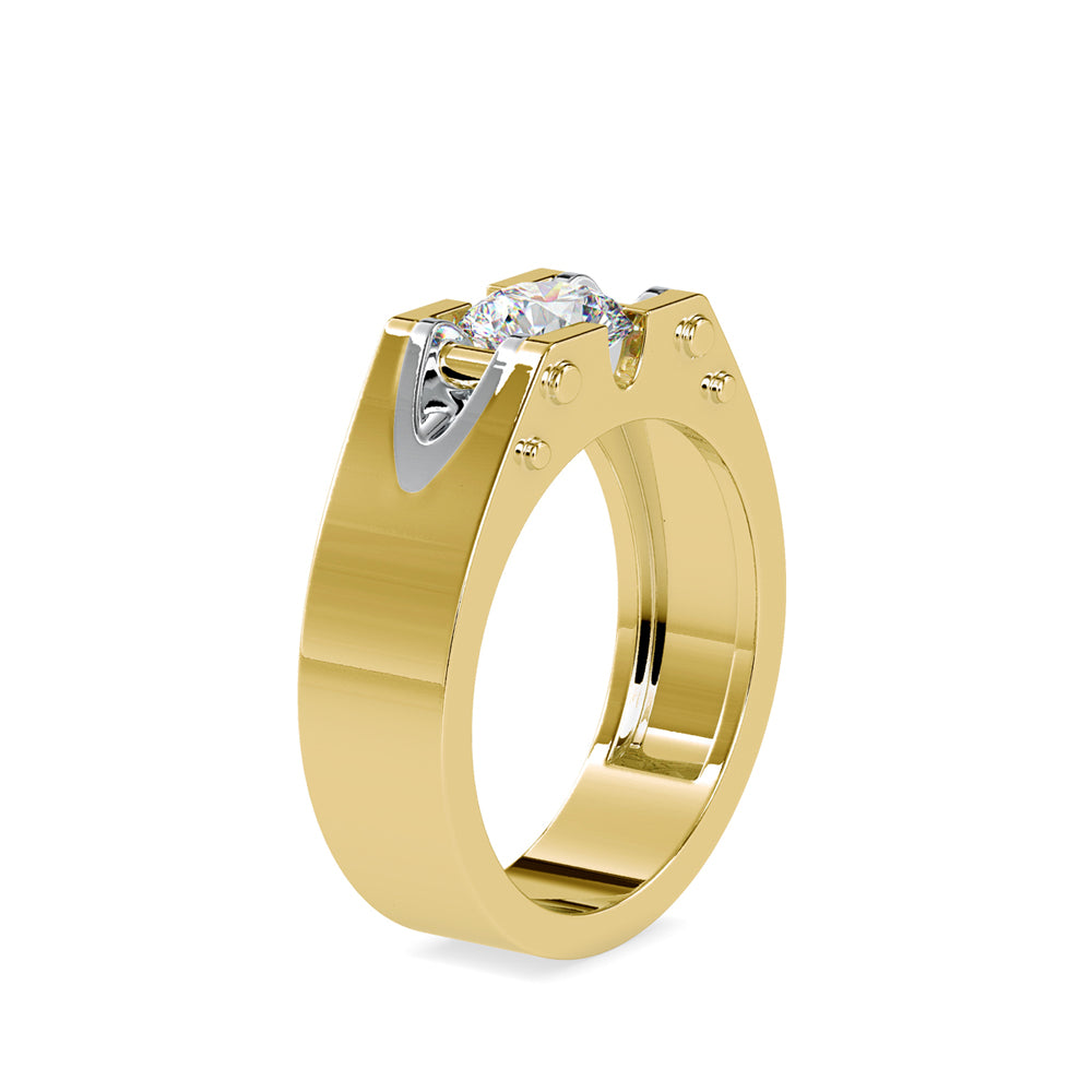 SKU: 0195 (10K) Unique Two-Tone Round-Diamond Ring .