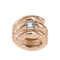 SKU: 0196 (22K) Snake-Style Emerald-Cut Diamond Ring in Rose Gold.