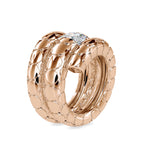SKU: 0196 (22K) Snake-Style Emerald-Cut Diamond Ring in Rose Gold.