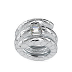 SKU: 0196 (14K) Snake-Style Emerald-Cut Diamond Ring in Rose Gold.