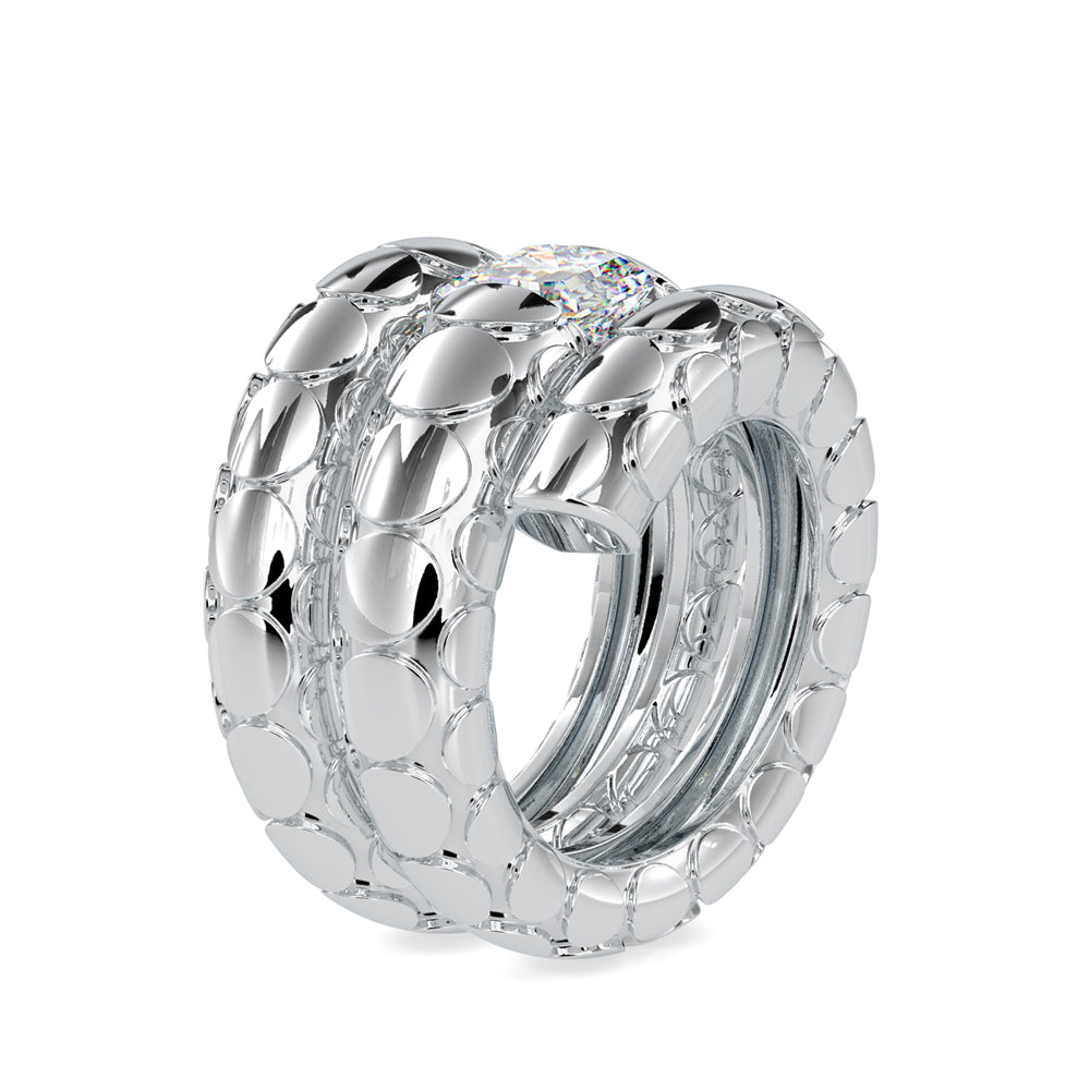 SKU: 0196 (22K) Snake-Style Emerald-Cut Diamond Ring in Rose Gold.