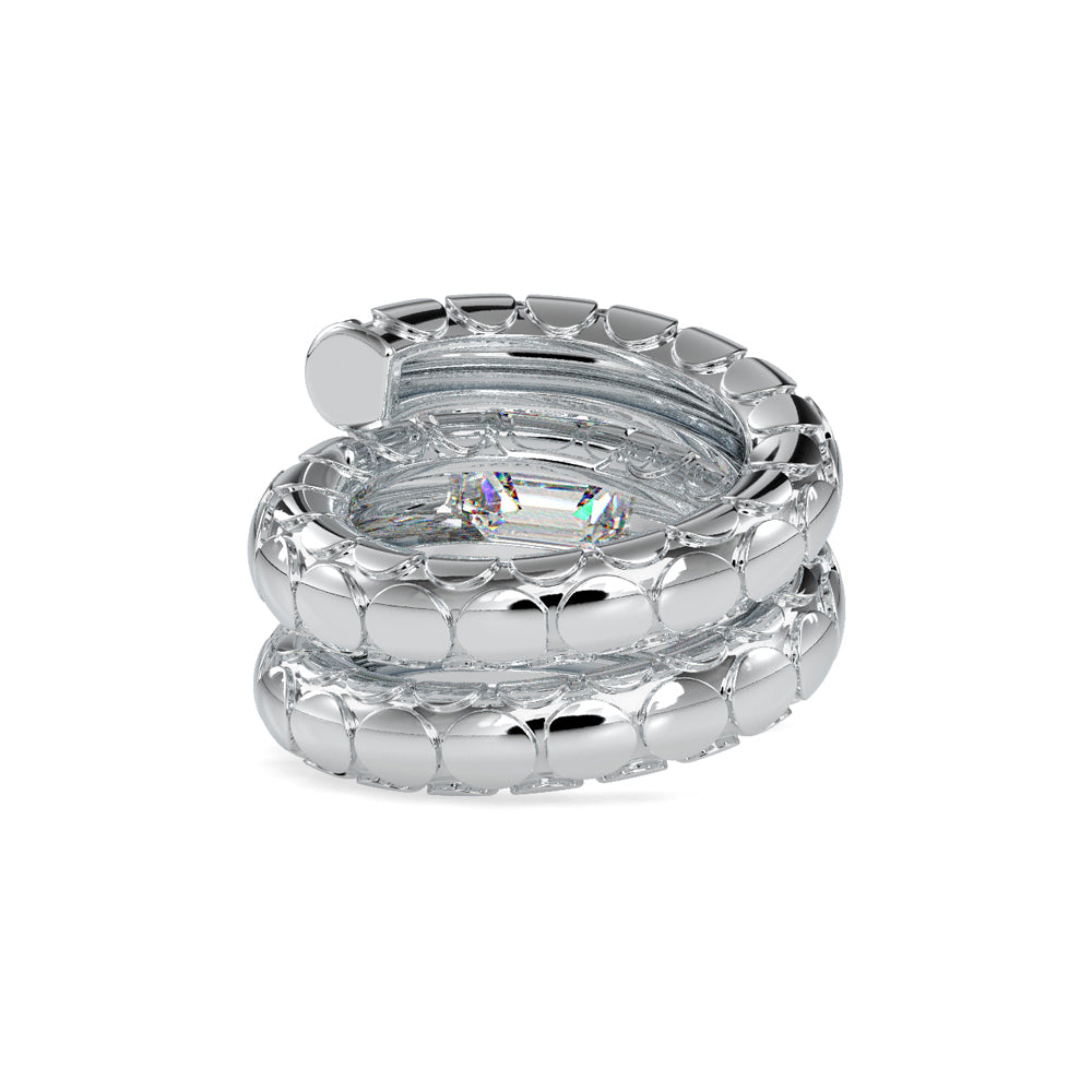 SKU: 0196 (18K) Snake-Style Emerald-Cut Diamond Ring in Rose Gold.