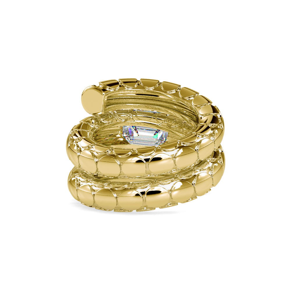 SKU: 0196 (14K) Snake-Style Emerald-Cut Diamond Ring in Rose Gold.