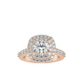 SKU: 0197 (22K) Round-cut Double Halo Engagment Ring in Rose Gold.