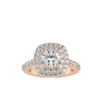 SKU: 0197 (14K) Round-cut Double Halo Engagment Ring in Rose Gold.