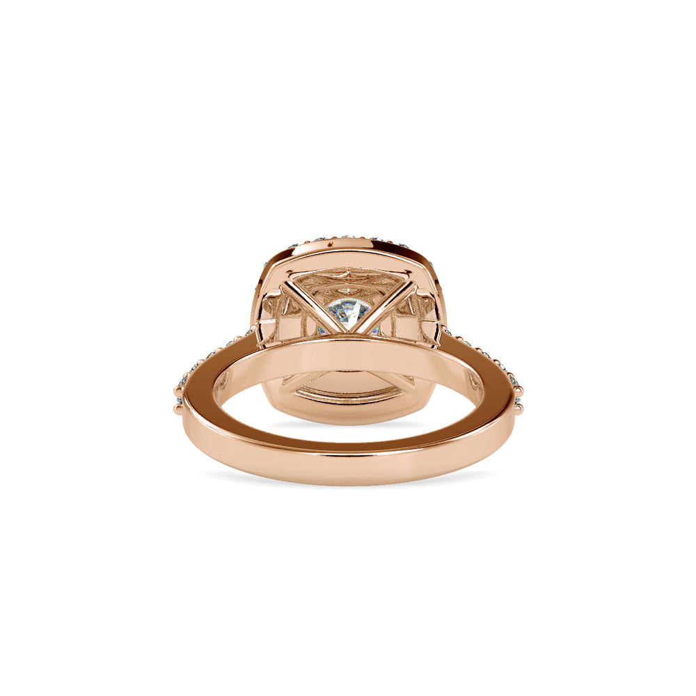 SKU: 0197 (10K) Round-cut Double Halo Engagment Ring in Rose Gold.