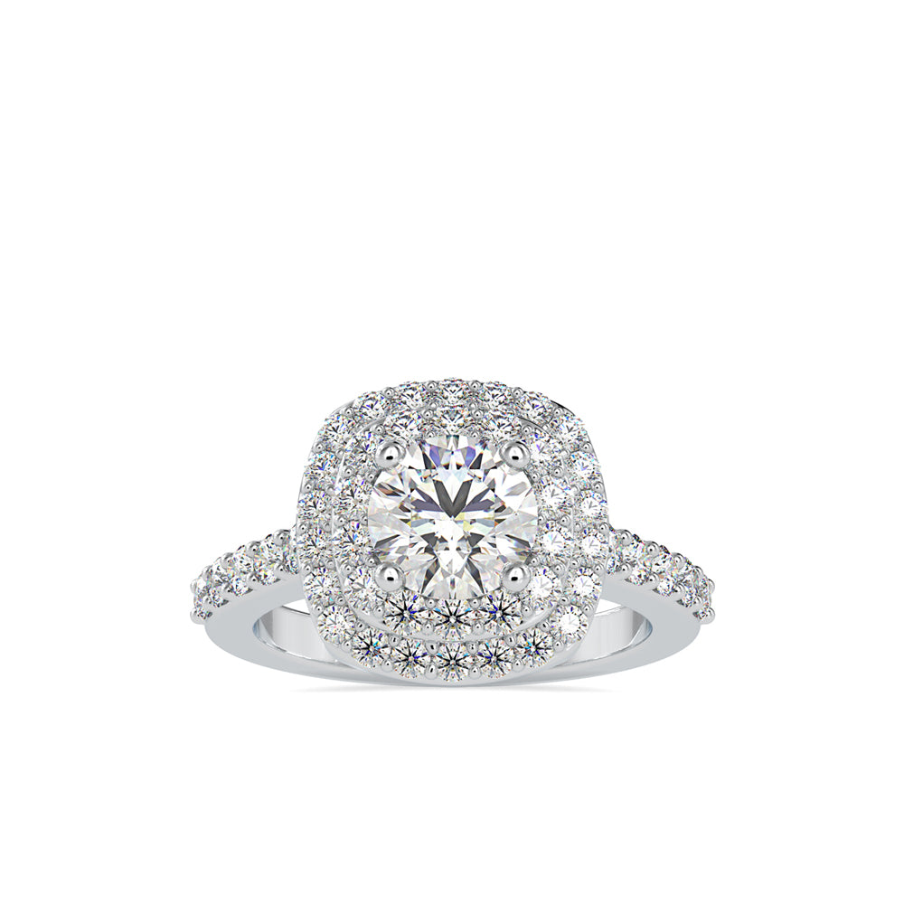 SKU: 0197 (22K) Round-cut Double Halo Engagment Ring in Rose Gold.