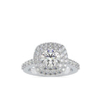 SKU: 0197 (10K) Round-cut Double Halo Engagment Ring in Rose Gold.