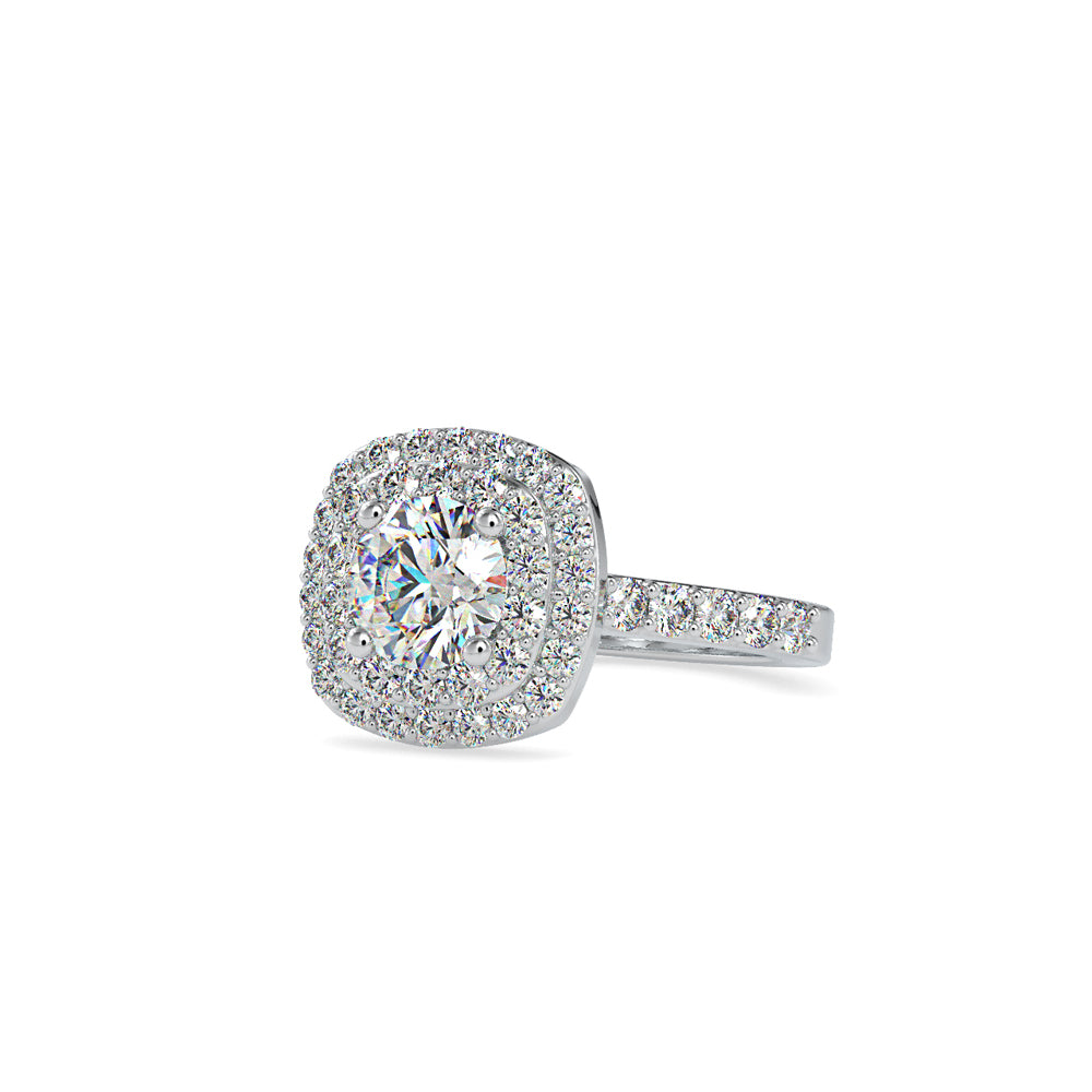 SKU: 0197 (22K) Round-cut Double Halo Engagment Ring in Rose Gold.
