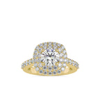 SKU: 0197 (22K) Round-cut Double Halo Engagment Ring in Rose Gold.