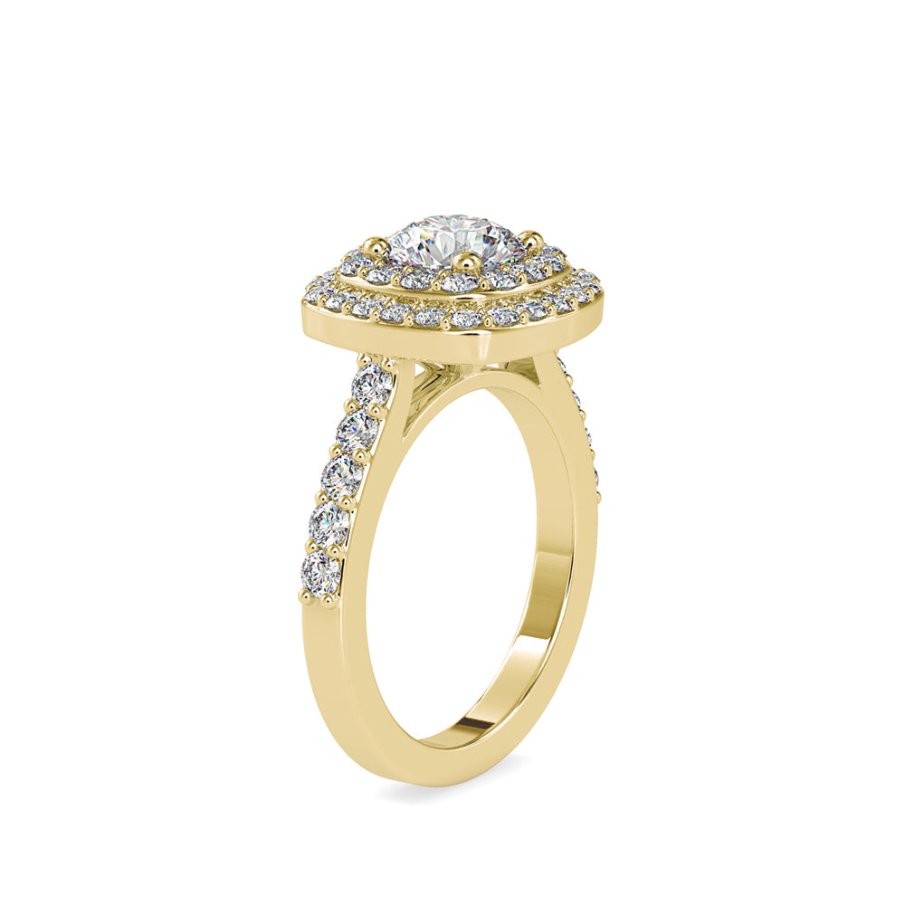 SKU: 0197 (22K) Round-cut Double Halo Engagment Ring in Rose Gold.