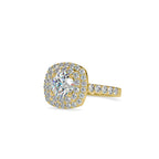SKU: 0197 (18K) Round-cut Double Halo Engagment Ring in Rose Gold.
