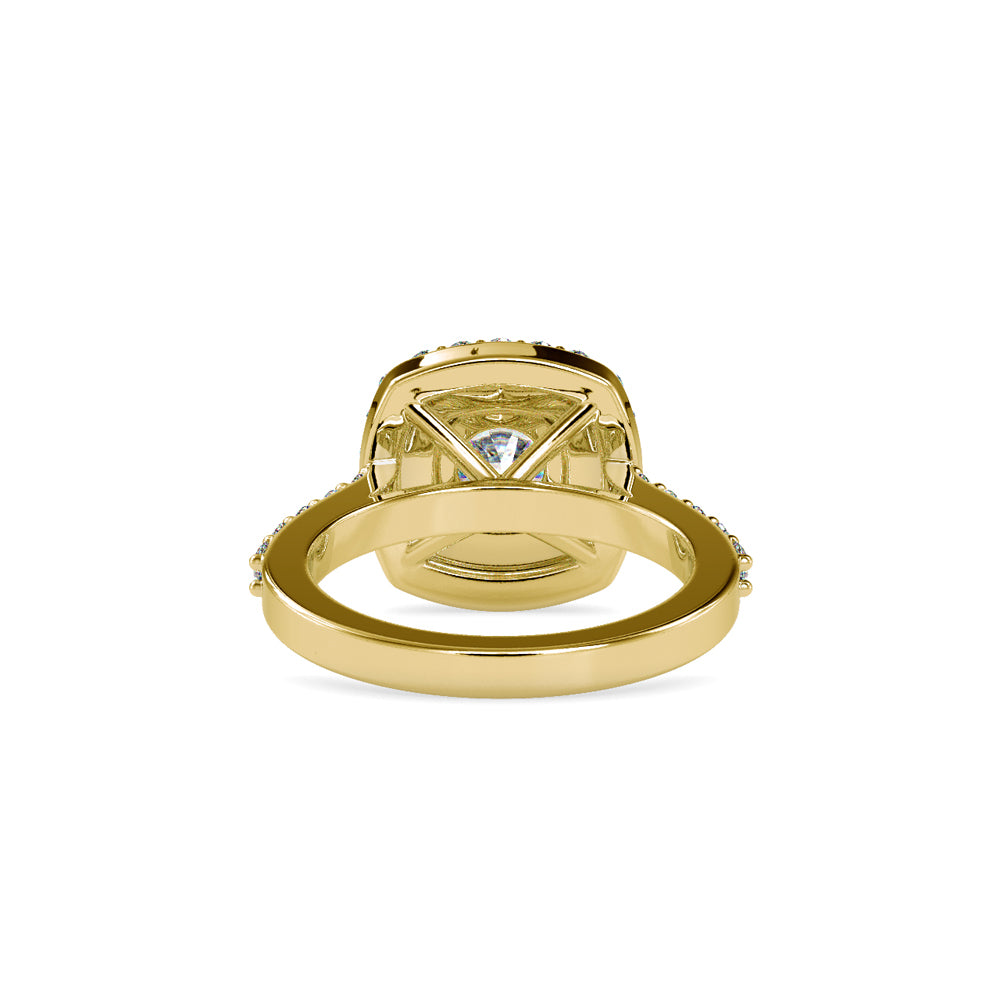 SKU: 0197 (14K) Round-cut Double Halo Engagment Ring in Rose Gold.