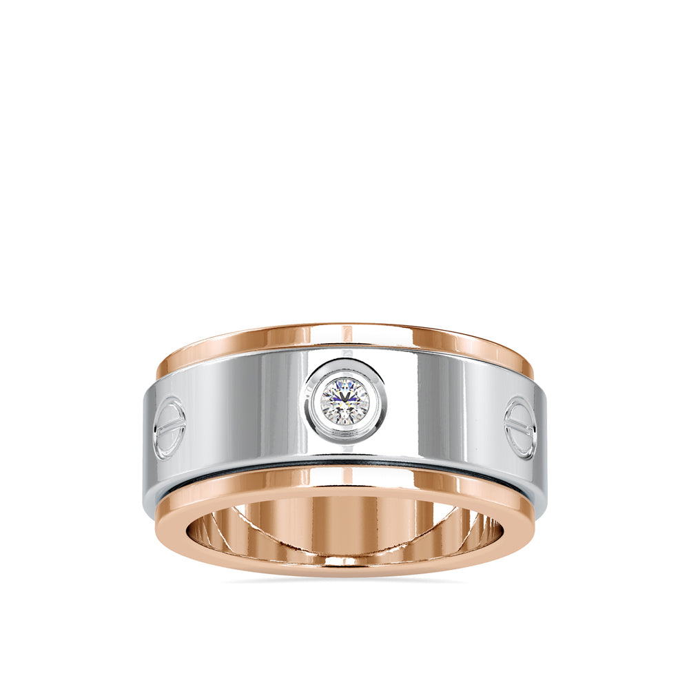SKU: 0198 (14K) Wide Two-Tone Round Diamond Band Ring .