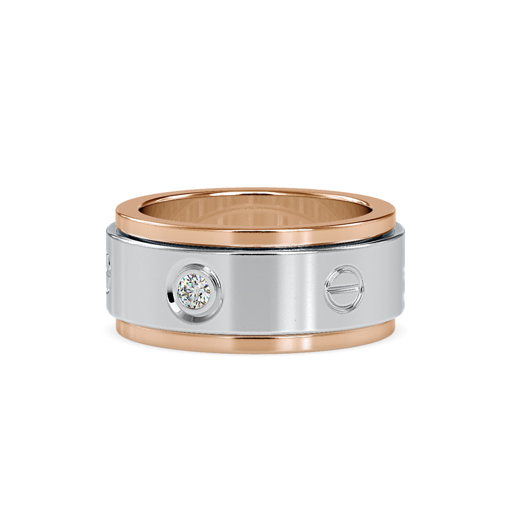 SKU: 0198 (10K) Wide Two-Tone Round Diamond Band Ring .