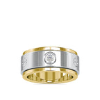 SKU: 0198 (10K) Wide Two-Tone Round Diamond Band Ring .