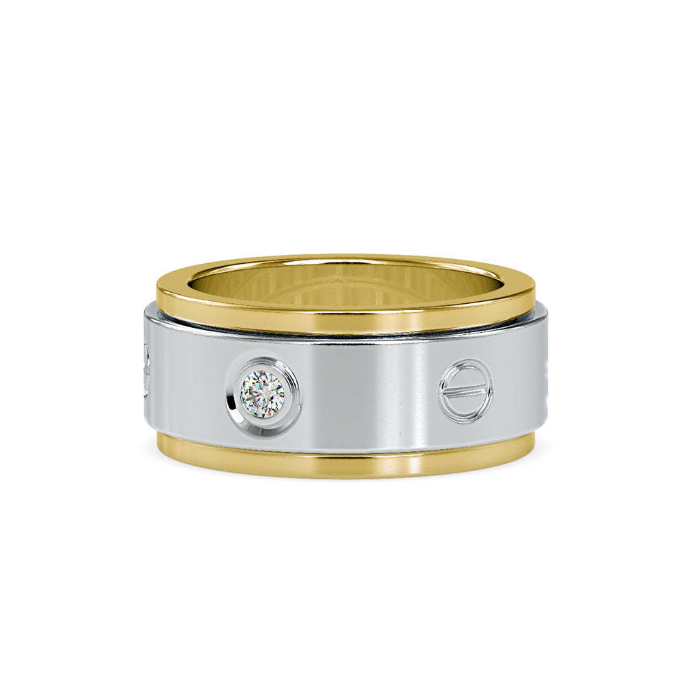 SKU: 0198 (22K) Wide Two-Tone Round Diamond Band Ring .