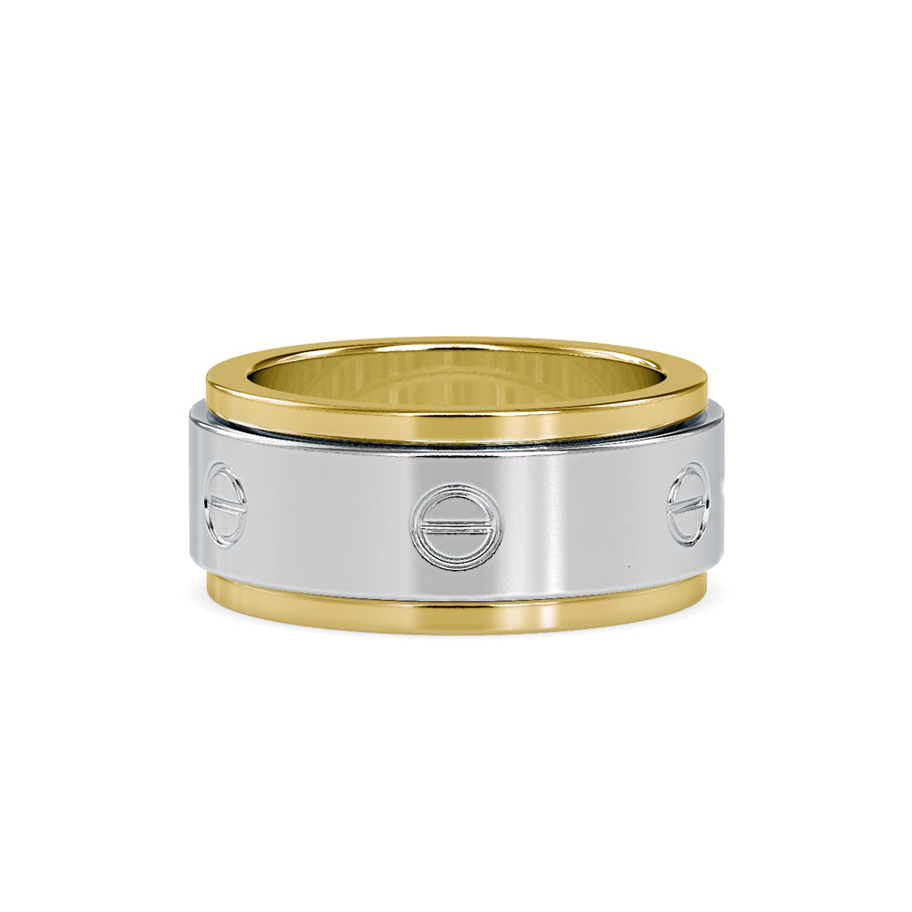 SKU: 0198 (18K) Wide Two-Tone Round Diamond Band Ring .