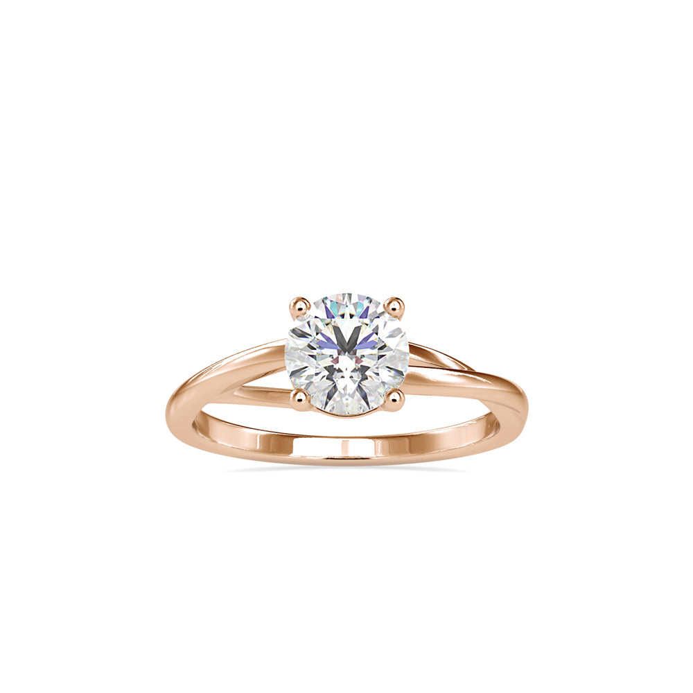 SKU: 0199 (14K) Four-Prong Twisted-Band Solitaire Engagment Ring in Rose Gold.