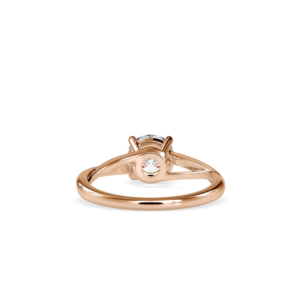 SKU: 0199 (22K) Four-Prong Twisted-Band Solitaire Engagment Ring in Rose Gold.