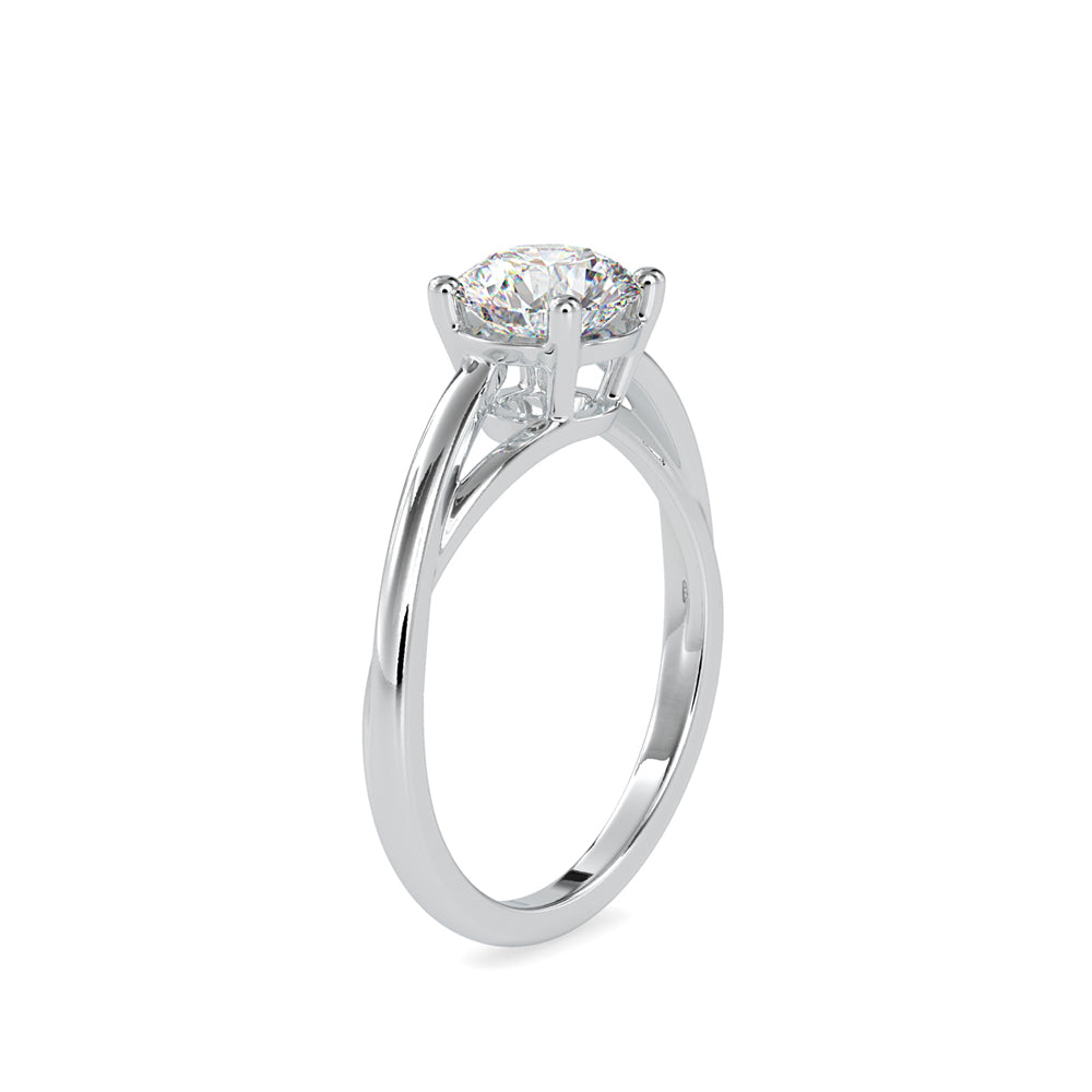 SKU: 0199 (14K) Four-Prong Twisted-Band Solitaire Engagment Ring in Rose Gold.
