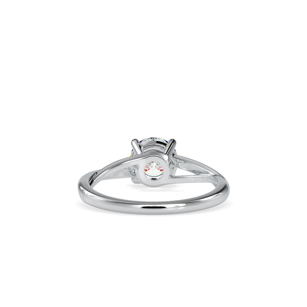 SKU: 0199 (14K) Four-Prong Twisted-Band Solitaire Engagment Ring in Rose Gold.