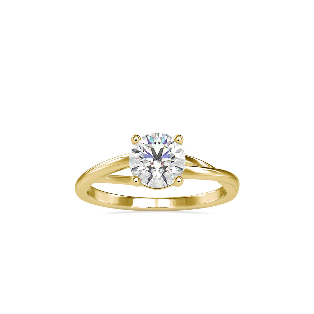 SKU: 0199 (10K) Four-Prong Twisted-Band Solitaire Engagment Ring in Rose Gold.