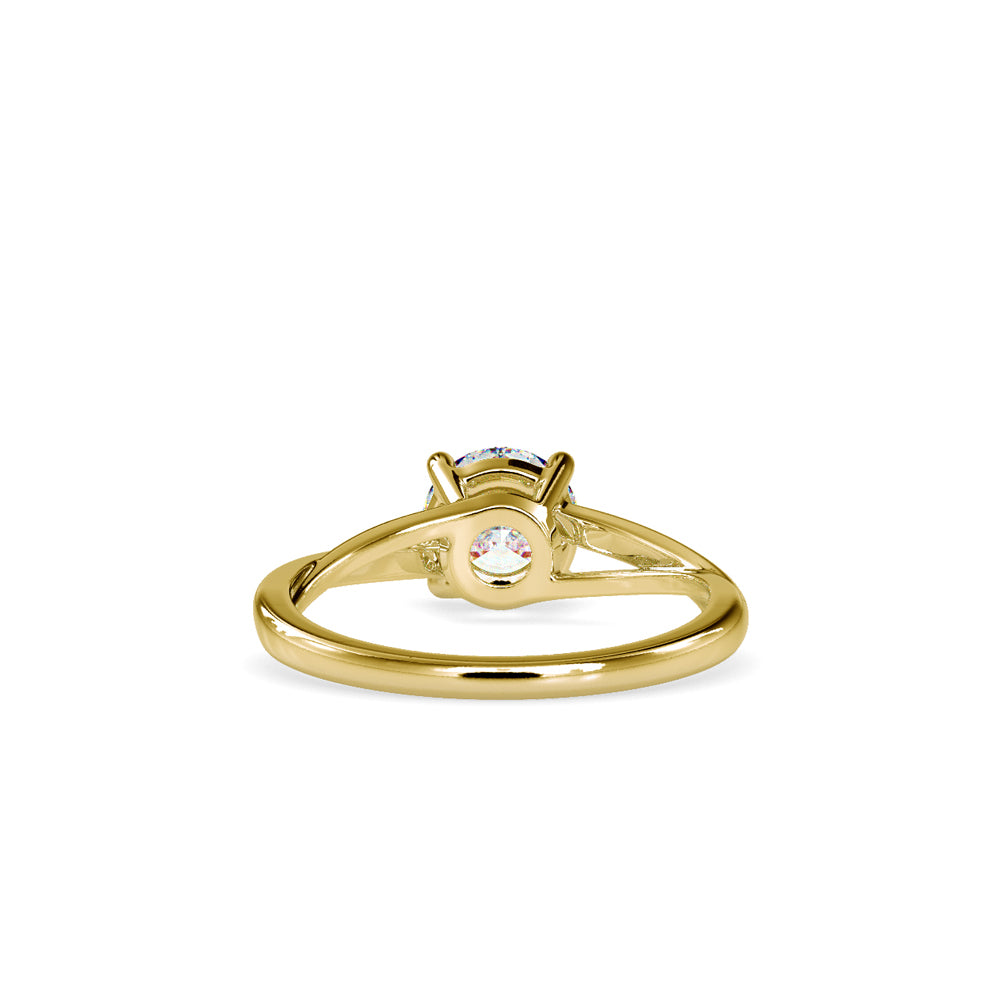 SKU: 0199 (18K) Four-Prong Twisted-Band Solitaire Engagment Ring in Rose Gold.