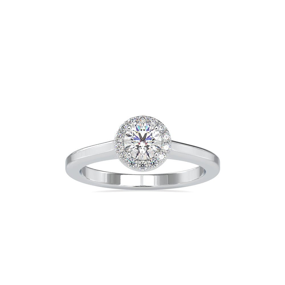 SKU: 0200 (18K) Round-cut Sparkle Halo Engagment Ring in Rose Gold.