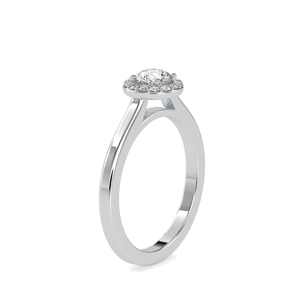 SKU: 0200 (10K) Round-cut Sparkle Halo Engagment Ring in Rose Gold.