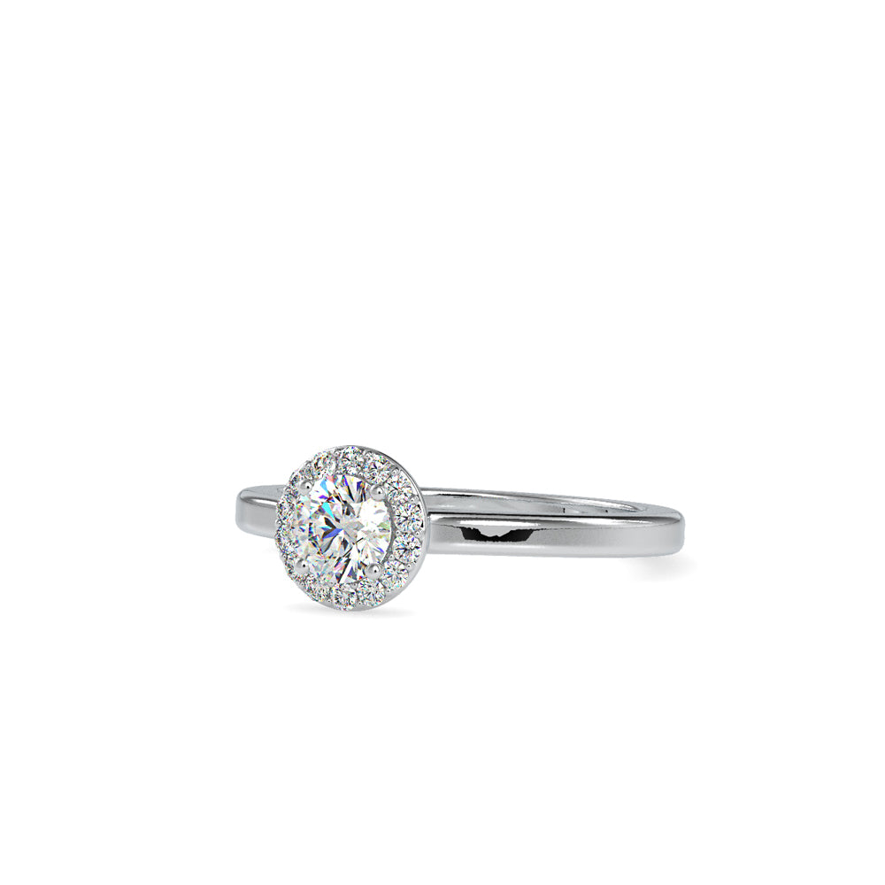 SKU: 0200 (10K) Round-cut Sparkle Halo Engagment Ring in Rose Gold.