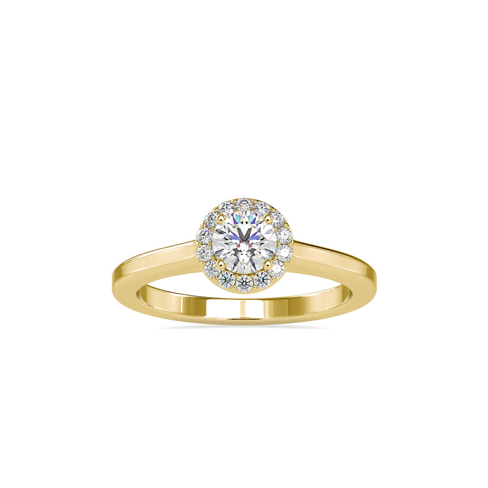 SKU: 0200 (14K) Round-cut Sparkle Halo Engagment Ring in Rose Gold.