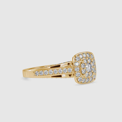 Yellow Gold Double Halo Split Shank Engagement Ring