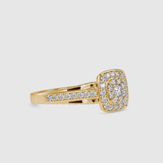 Yellow Gold Double Halo Split Shank Engagement Ring