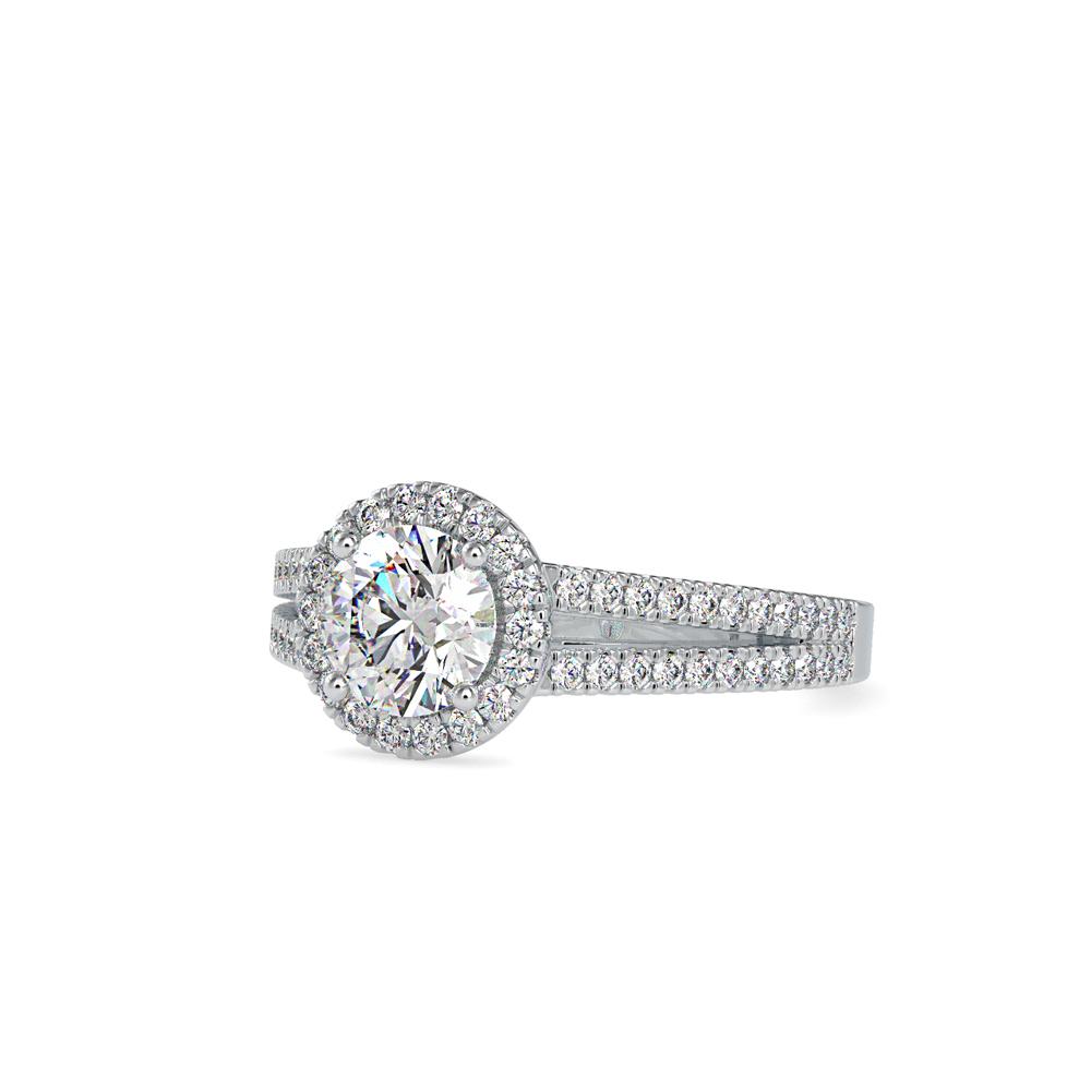 Round Halo Split Shank Engagement Ring