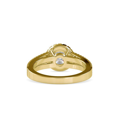 Round Halo Split Shank Engagement Ring