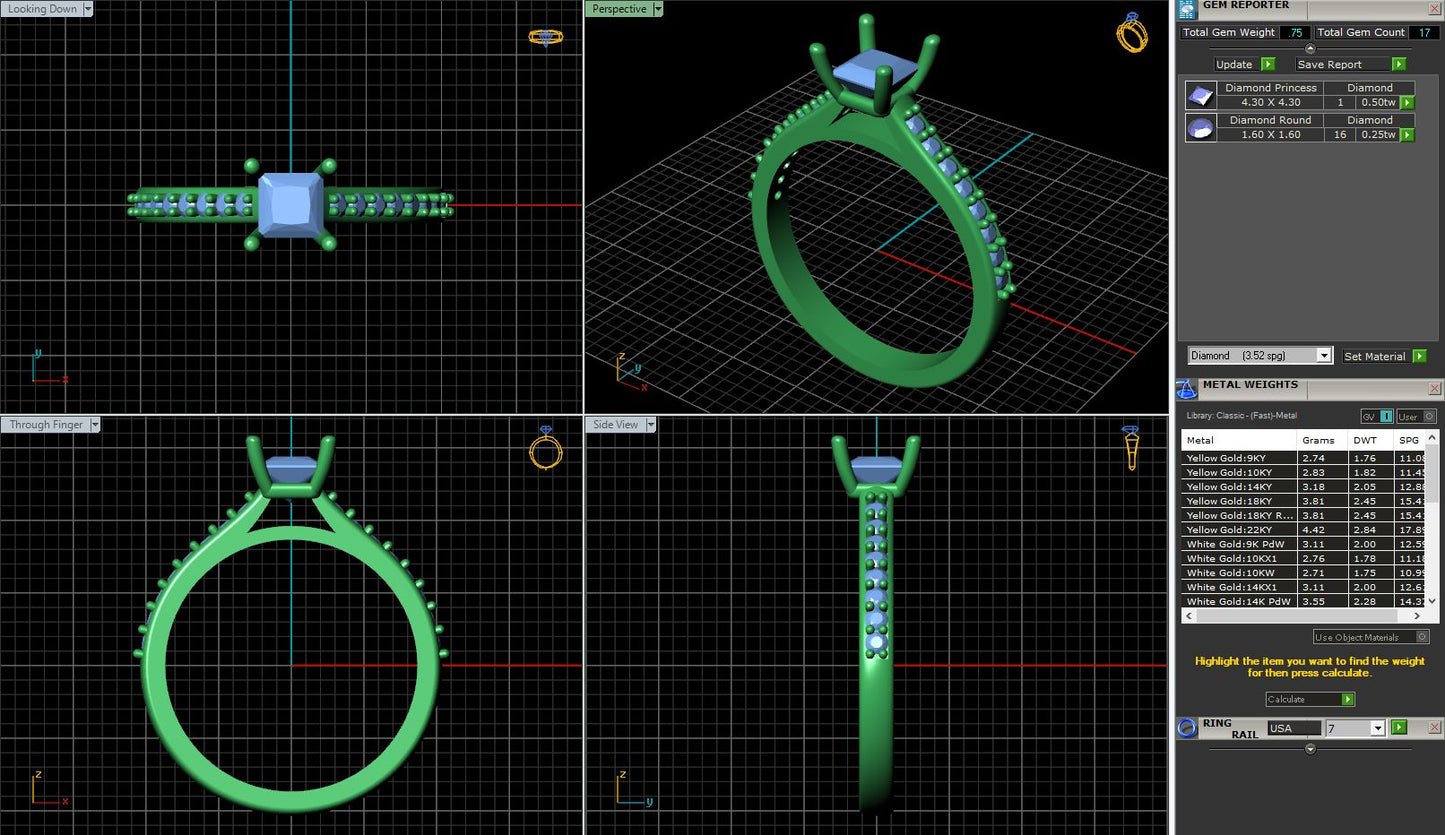 Princess Diamond Split Shank engagement Ring