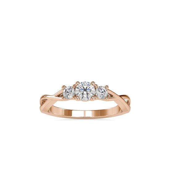 3 Stone Twisted Shank Engagement Ring