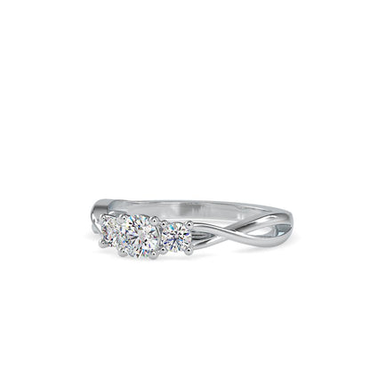 3 Stone Twisted Shank Engagement Ring