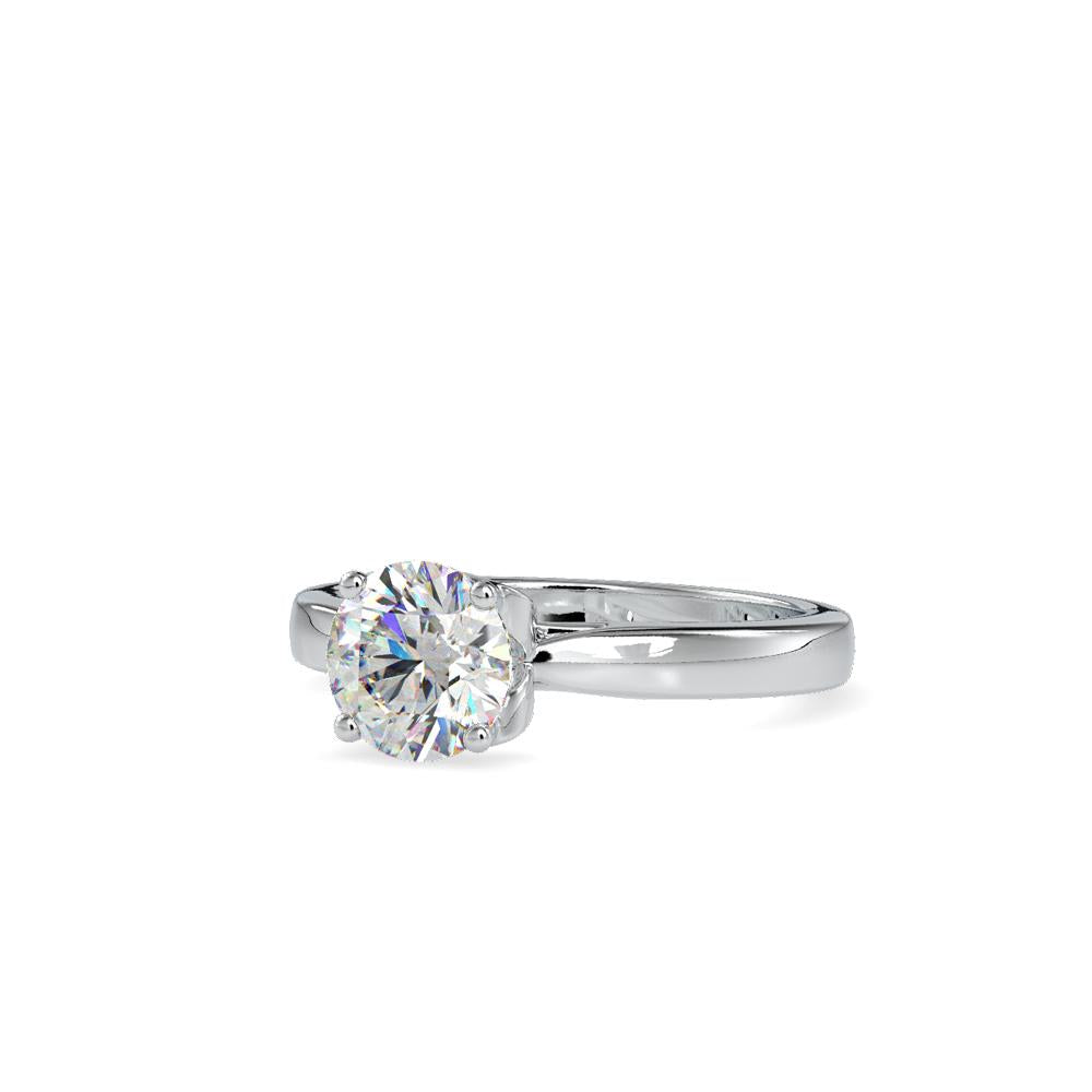 Classic 4 Prong Round Hidden Hearts Solitaire Engagement Ring