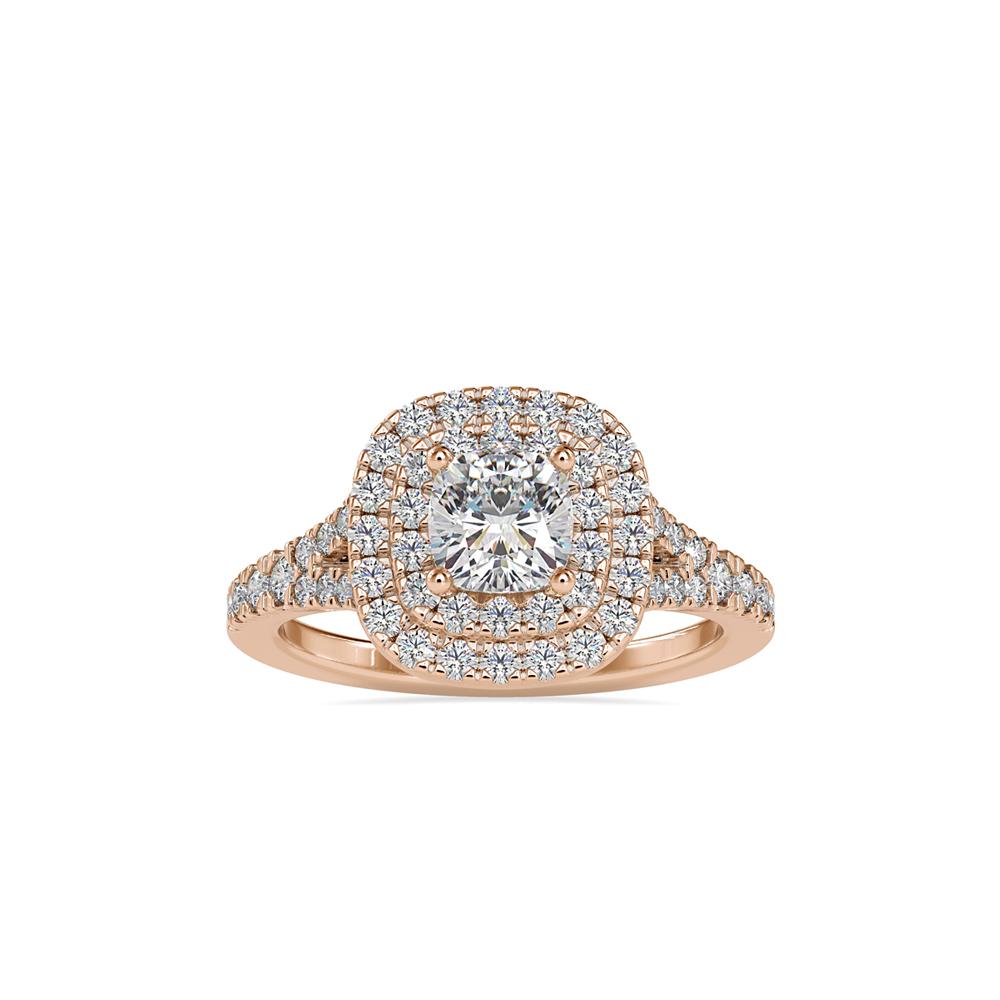 Cushion Duet Halo Diamond Engagement Ring