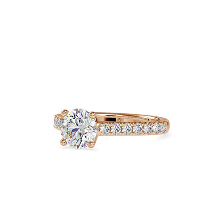 Petite 4 Prong French Pave Diamond Engagement Ring