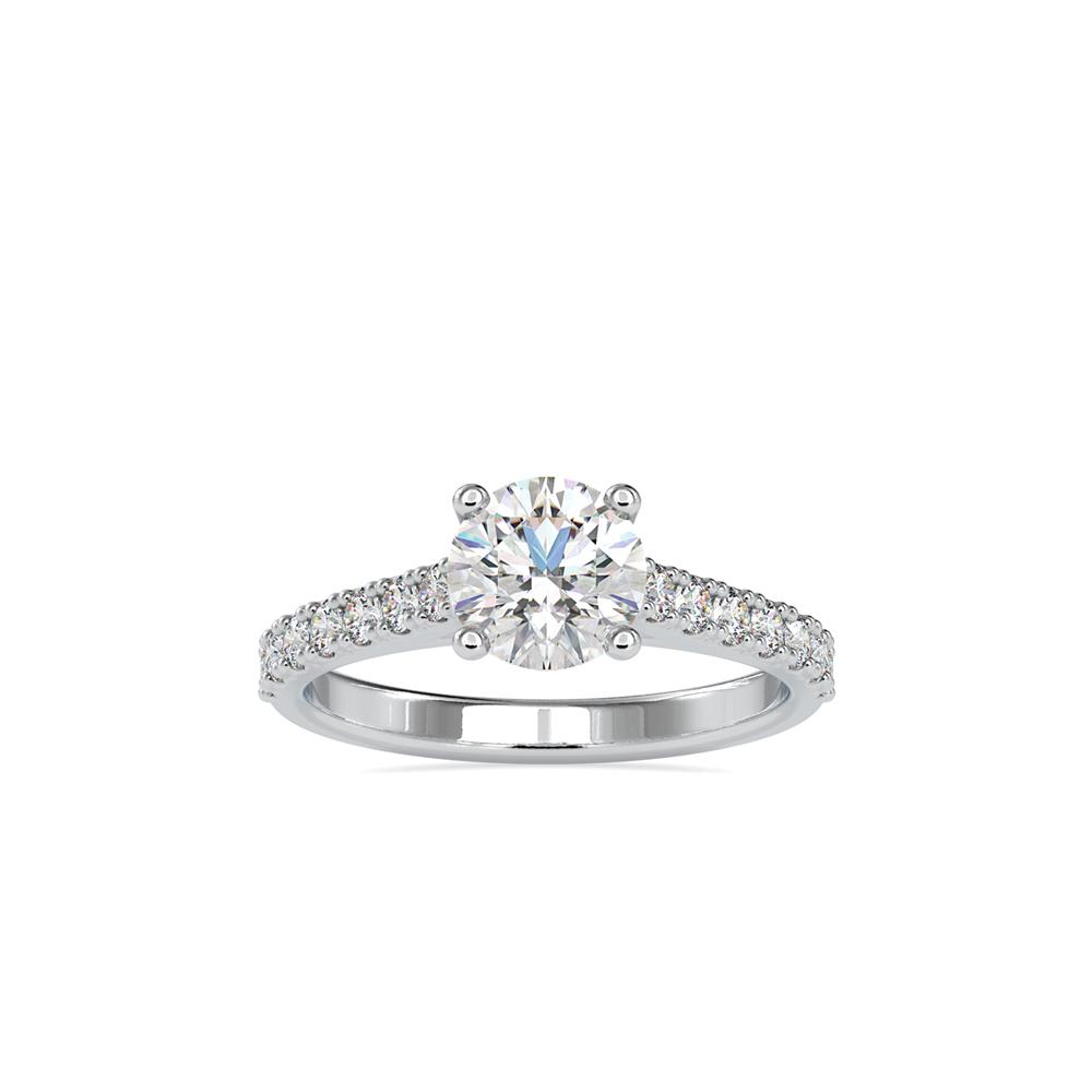 Petite 4 Prong French Pave Diamond Engagement Ring