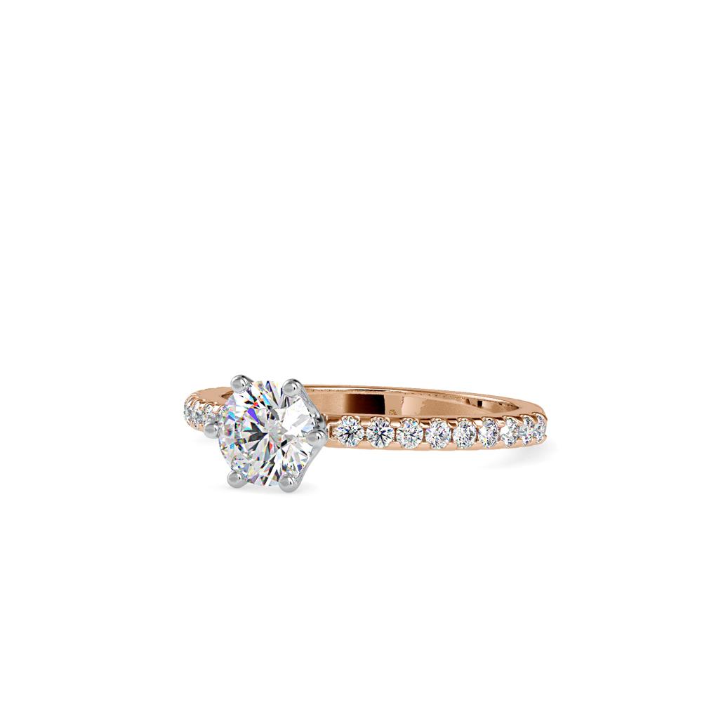 Petite 6 Prong Riviera Pave Diamond Engagement Ring