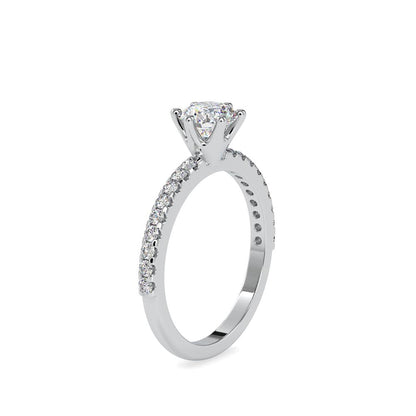 Petite 6 Prong Riviera Pave Diamond Engagement Ring