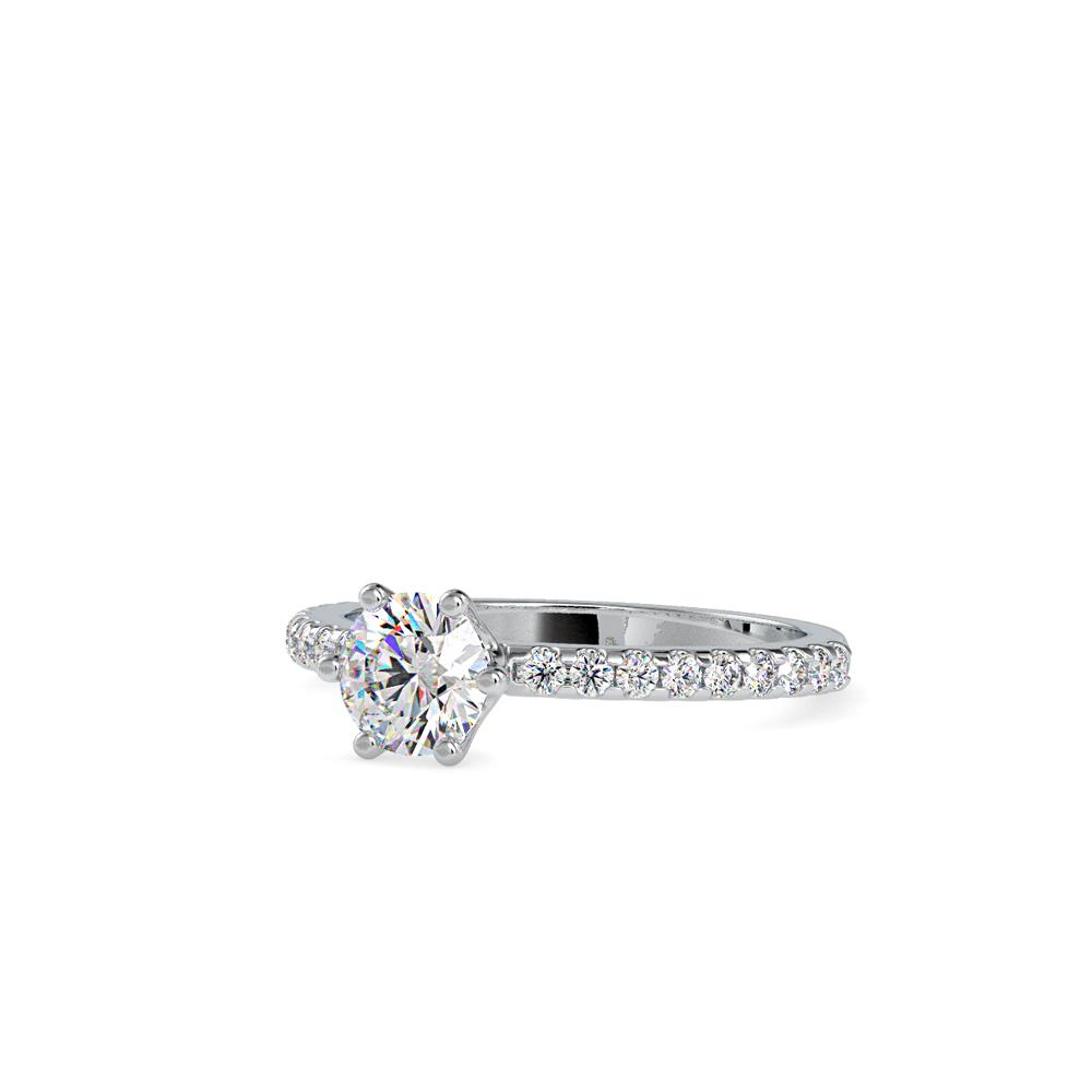 Petite 6 Prong Riviera Pave Diamond Engagement Ring