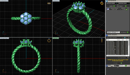 Diamond Cluster Twisted Wire Ring