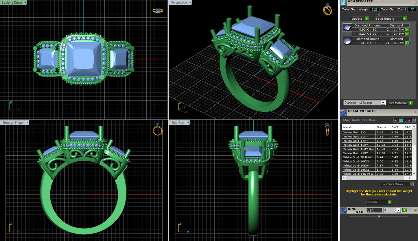 Vintage 3 Stone Diamond Engagement Ring