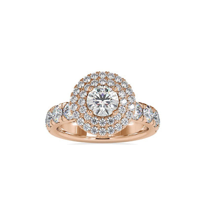 Vintage Round Duet Halo Engagement Ring